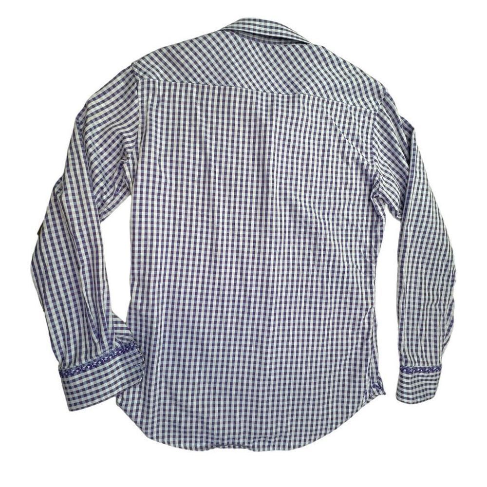 Robert Graham Men's Plaid Check Classic Fit Button-Up Shirt Purple White Medium - Picture 7 of 10